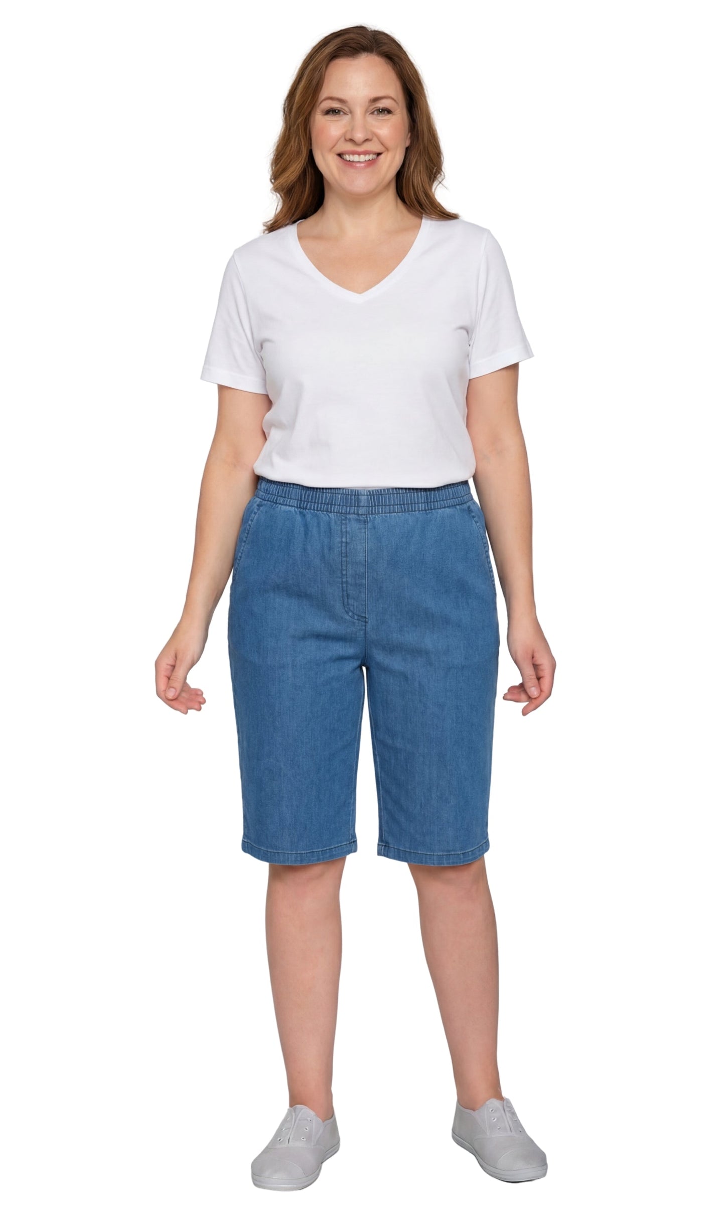 Women's Easy Pull-On Bermuda Shorts in Denim and Twill