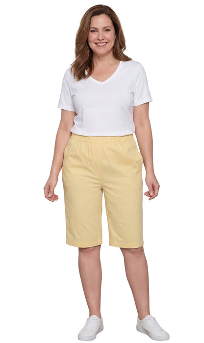 Women's Easy Pull-On Bermuda Shorts in Denim and Twill